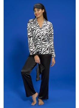 For You Moda 6-Piece Zebra Black Pajama Set, Both Inside and Outside S27685  - Image 4