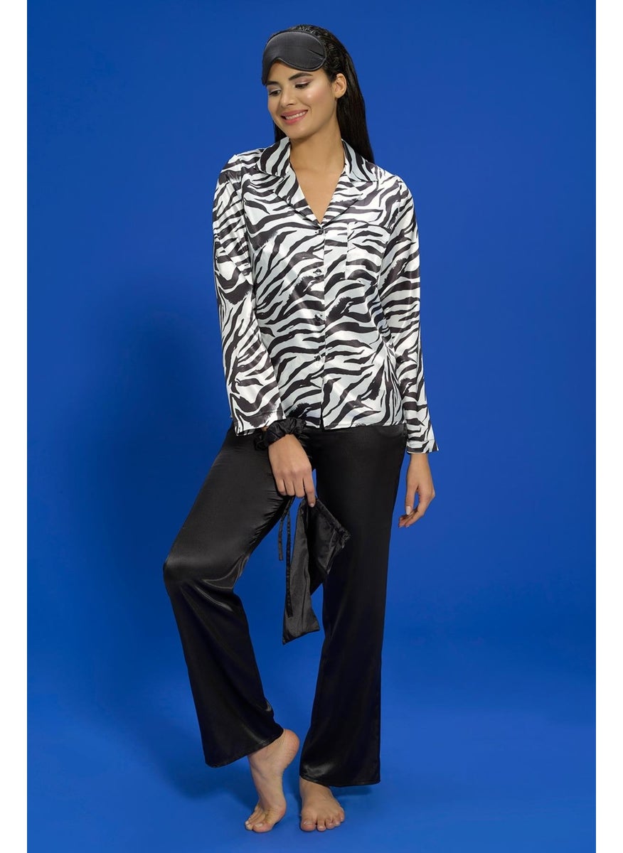 For You Moda 6-Piece Zebra Black Pajama Set, Both Inside and Outside S27685  - Image 4