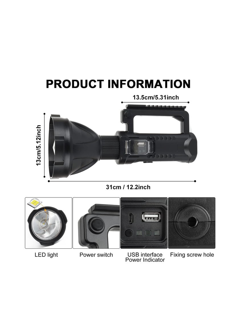 Rechargeable Handheld Spotlight Flashlight, 90000 High Lumens, Super Bright LED Flashlight for Emergencies, 4 Modes Waterproof Searchlight Spotlight for Fishing, Hunting, Hiking, Camping with Tripod - Image 5