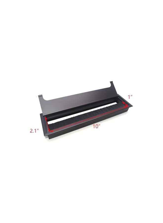 promass 11-Inch Cable Hole Cover Wire Rectangle Hole Computer Desk Cable Grommet Black Plate with Bristles - Image 3