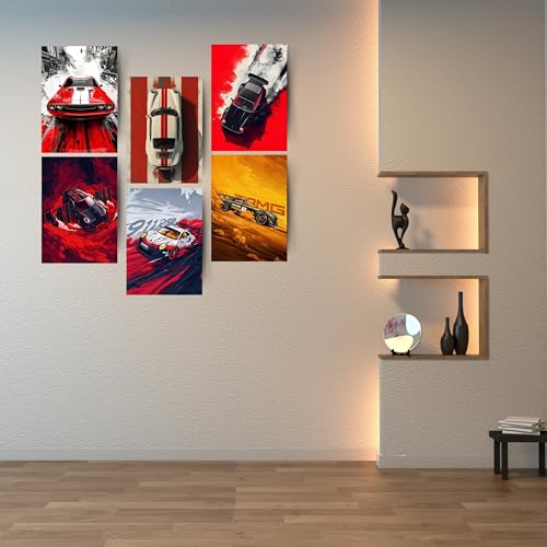 Posters Inc Paper A4 Super Cars Poster Pack of 6 - Room Decor Aesthetic Stuff, Wall Stickers For Home Decoration of Living Room, Bedroom & Office For Motor Sport Enthusiasts - With Glue Dots - Image 3