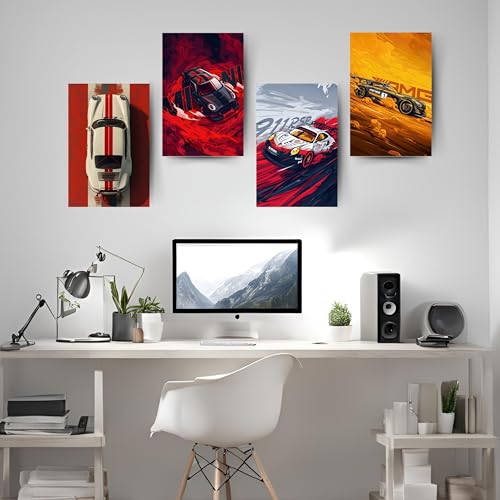 Posters Inc Paper A4 Super Cars Poster Pack of 6 - Room Decor Aesthetic Stuff, Wall Stickers For Home Decoration of Living Room, Bedroom & Office For Motor Sport Enthusiasts - With Glue Dots - Image 2