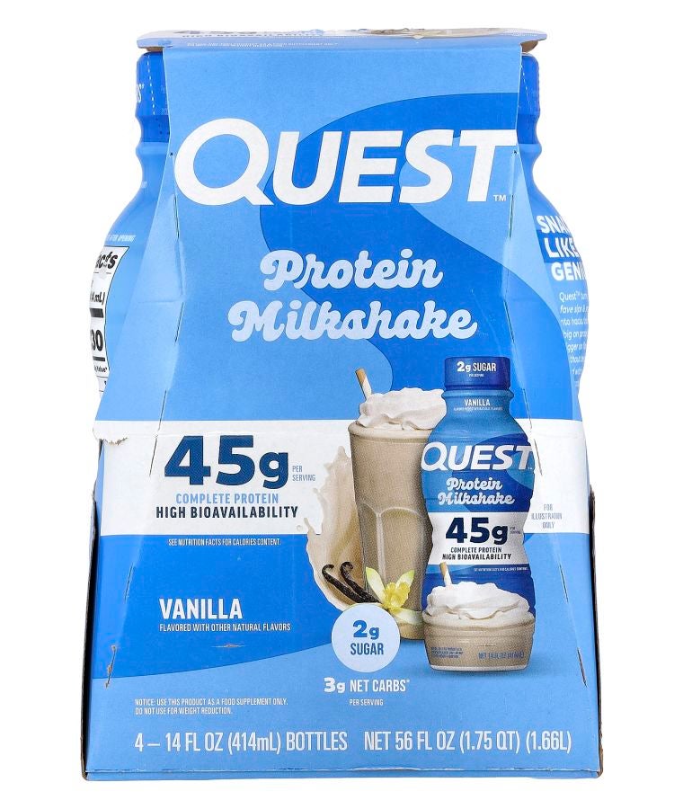 Quest Nutrition Protein Milk Shake Vanilla 4 Bottles 14 fl oz (414 ml) Each