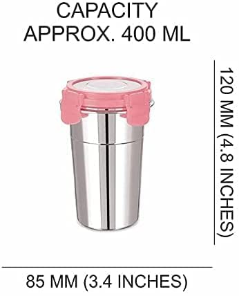 KIDINGTON Stainless Steel Set of 2 Fusion Tumbler Lock air Tight Glass Tumbler with Lid 400600 ml - Image 3