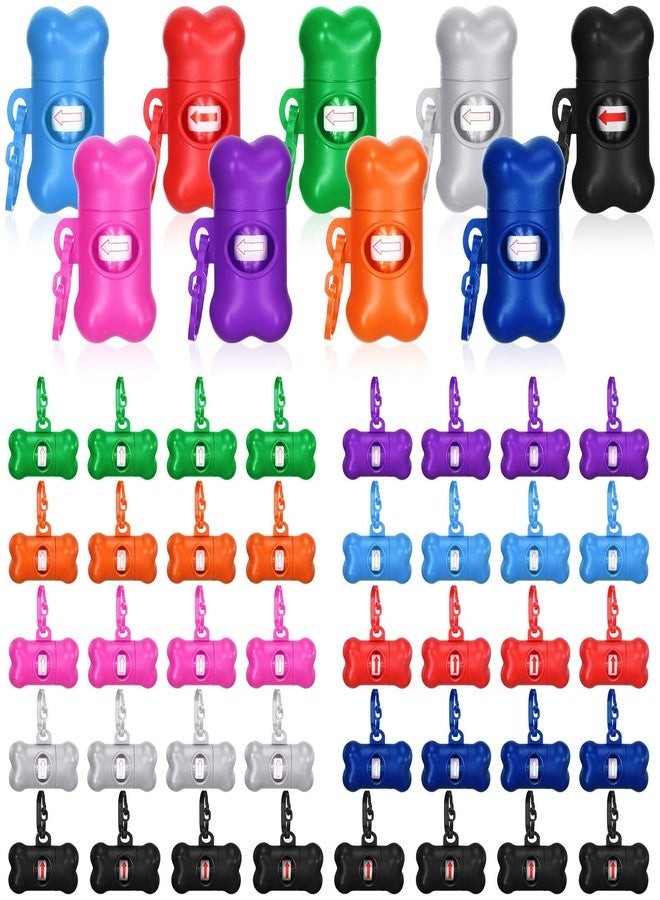 PerKoop 80 Pcs Dog Poop Bag Dispenser with Disposal Dog Waste Bags Bulk Dispensers Puppy Dog Poop Bag Holder with Clips for Doggy, 9 Colors (Bone Shape) - Image 1
