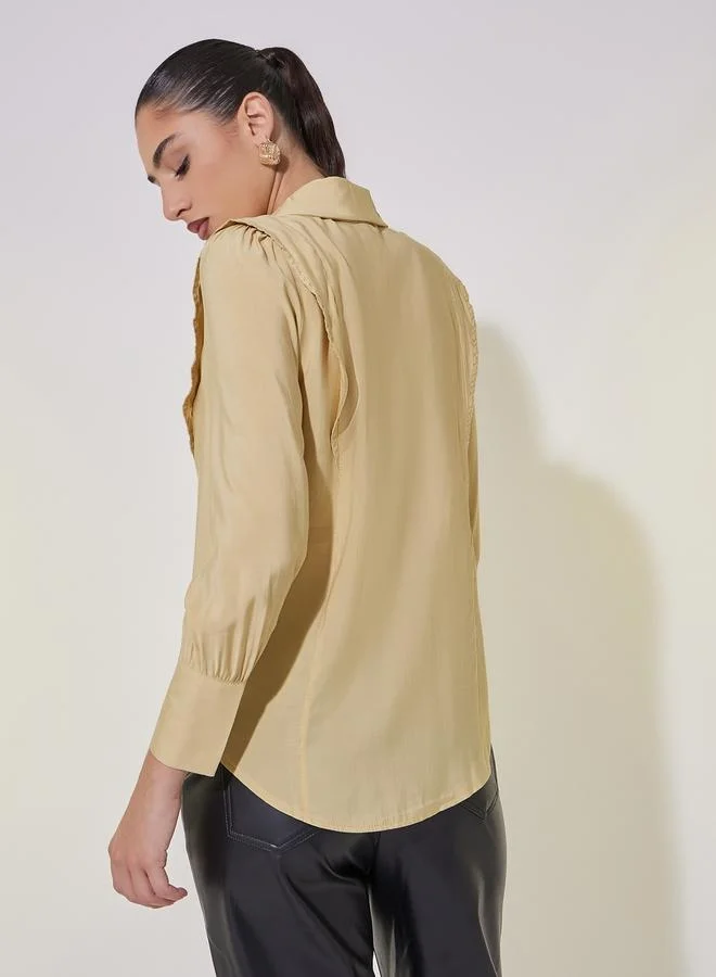 تايك تو Pintuck Detail Long Sleeve Regular Fit Shirt