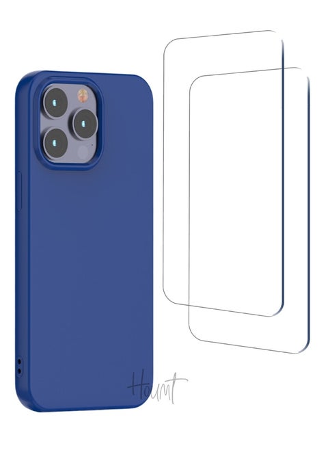 iPhone 15 Pro Case 6.1" Slim Liquid Silicone Soft Gel Rubber with 2X iPhone 15 Pro Screen Protector Shockproof Protective Phone Case Anti-Scratch Microfiber Lining for Apple iPhone 15 Pro
