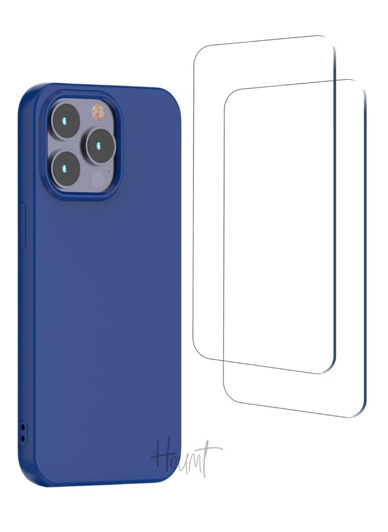Houmt - iPhone 15 Pro Case 6.1" Slim Liquid Silicone Soft Gel Rubber with 2X iPhone 15 Pro Screen Protector Shockproof Protective Phone Case Anti-Scratch Microfiber Lining for Apple iPhone 15 Pro - Image 1