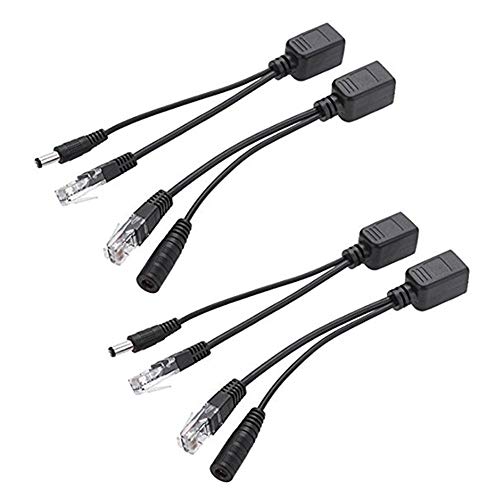 BeElion 2Kits 4PCS Passive PoE Injector and Splitter Kit with 5.5x2.1 mm DC Power Adaptor Connector,Black - Image 1