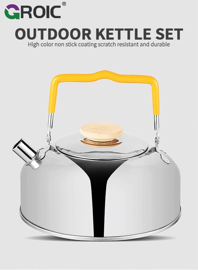GROIC 1L Camping Kettle Set with 2 Cups, Lightweight Stainless Steel Camping Kettle Cups Set for Outdoor Camping Cookware Hiking Backpacking Kitchen Campfire and Picnic with Carrying Bag - Image 4