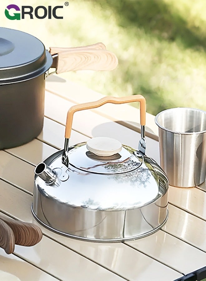 GROIC 1L Camping Kettle Set with 2 Cups, Lightweight Stainless Steel Camping Kettle Cups Set for Outdoor Camping Cookware Hiking Backpacking Kitchen Campfire and Picnic with Carrying Bag - Image 5
