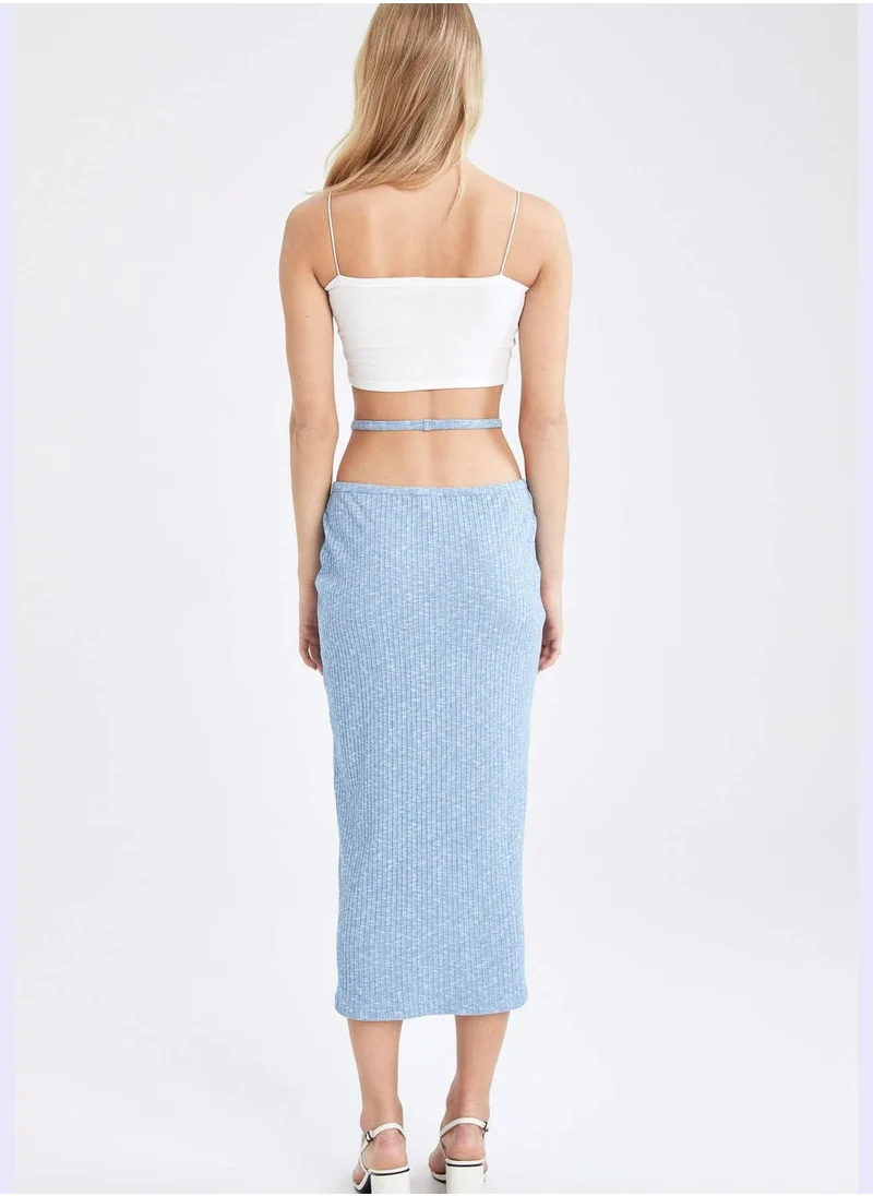 DeFacto Fitted Cross Tie Waist Midi Skirt
