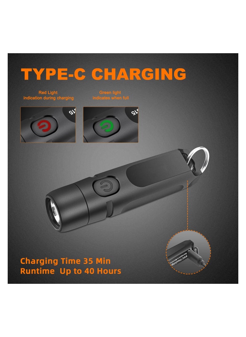SYOSI - 650 Lumens Rechargeable Keychain Flashlight, EDC Pocket Flashlight Mini Rechargeable Flashlight High Lumens Keychain Flashlight Pocket-Sized Flashlight for Camping Outdoors Emergency - Image 1