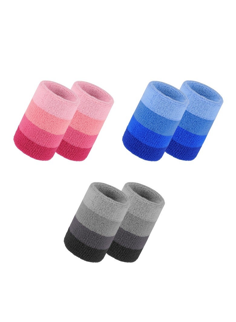 جين لى تشيانغ 6 قطع من أساور المعصم الرياضية للجنسين بألوان متدرجة تمتص العرق وأساور قابلة للتنفس وأساور سريعة الجفاف وأساور رياضية قابلة للتنفس - Image 1