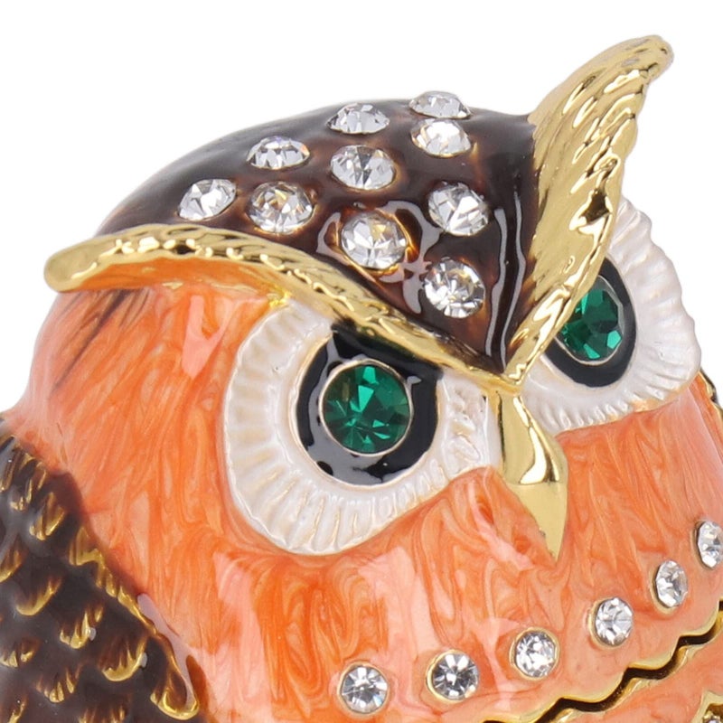 Cute Owl Trinket Box With Sparkling Crystal Inlaid Metal Jewelry Storage Box 6cm x 4cm - Image 4