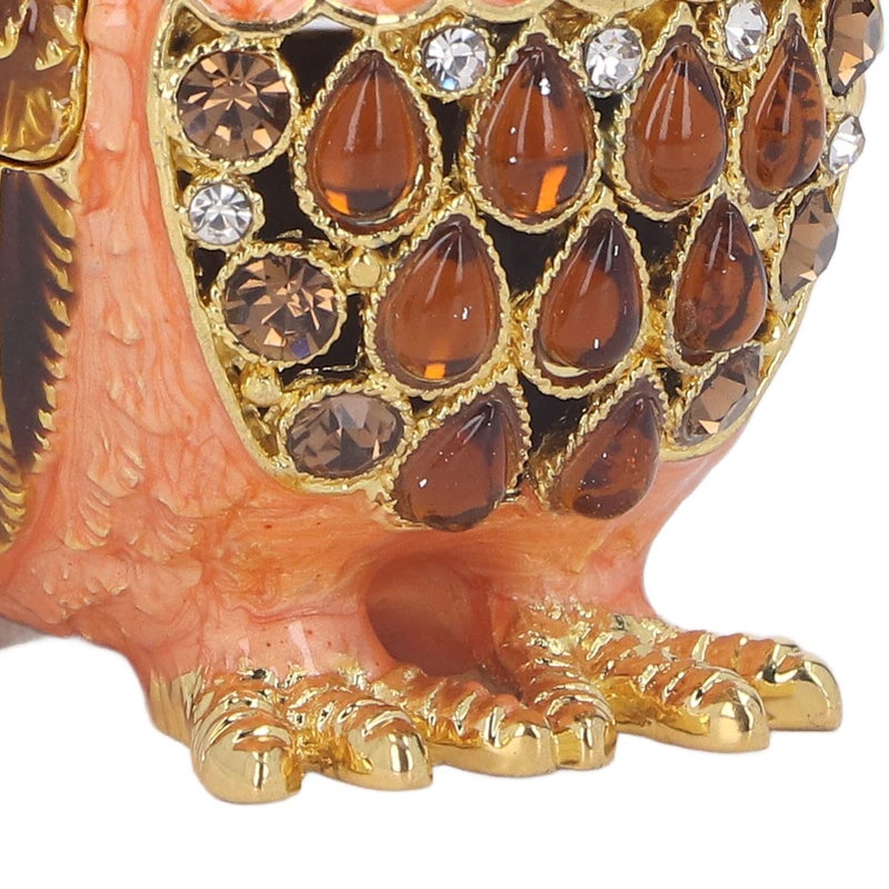 Cute Owl Trinket Box With Sparkling Crystal Inlaid Metal Jewelry Storage Box 6cm x 4cm - Image 5