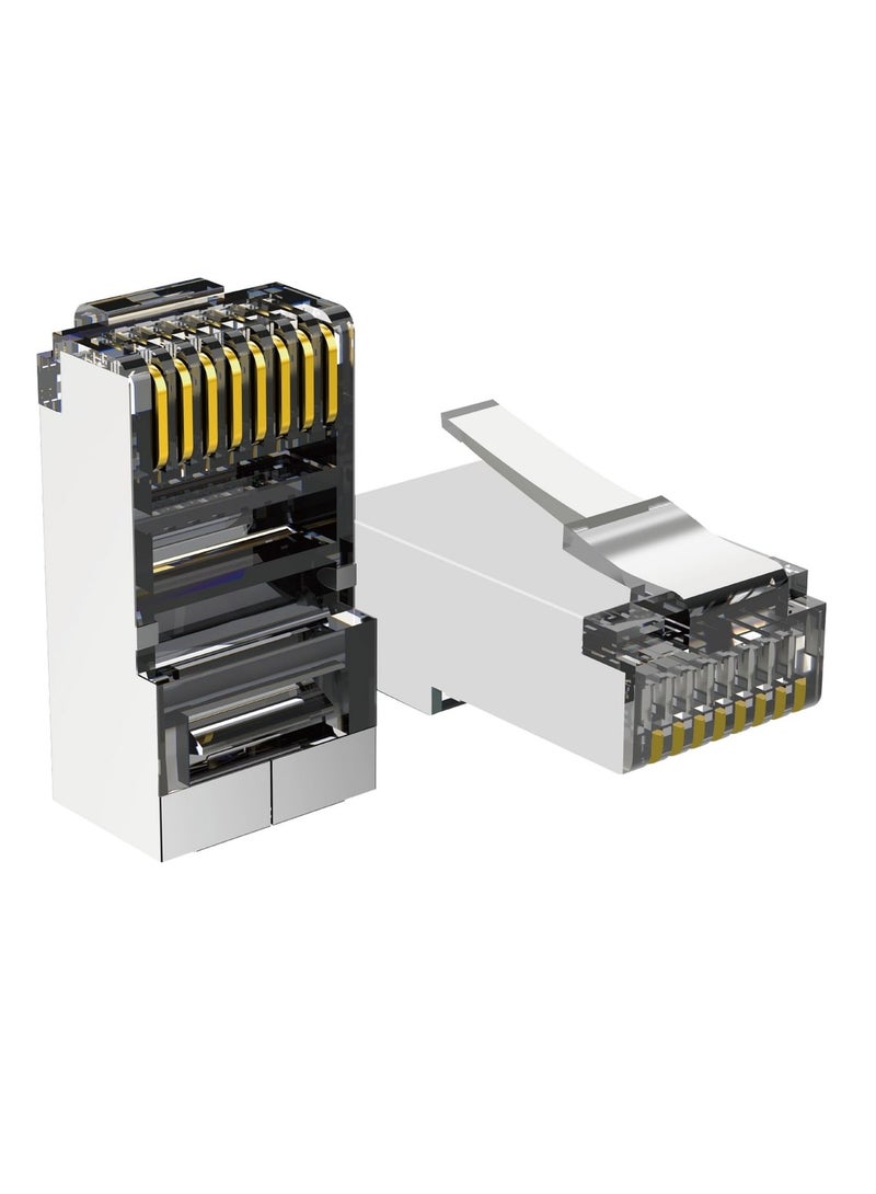 onten OTN - E661 Plus 100 pcs  RJ45 50UM Connector Shielded Ethernet Cable Connector Cat.6A/6/5e - Image 1