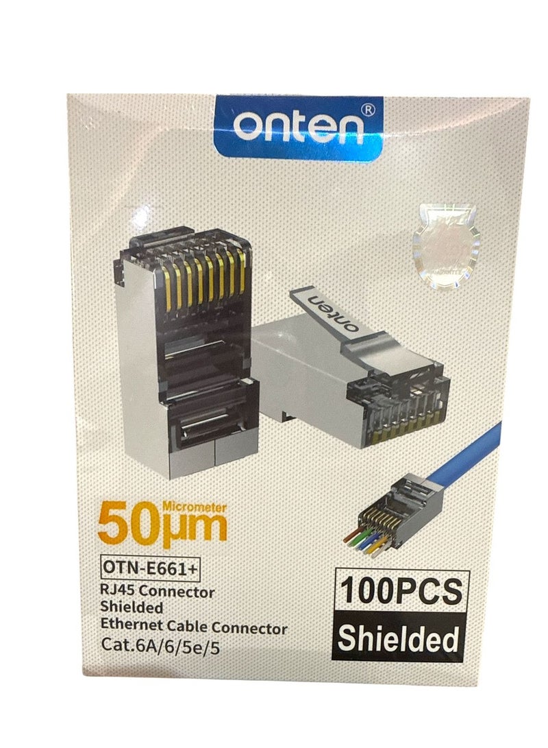 onten OTN - E661 Plus 100 pcs  RJ45 50UM Connector Shielded Ethernet Cable Connector Cat.6A/6/5e - Image 2