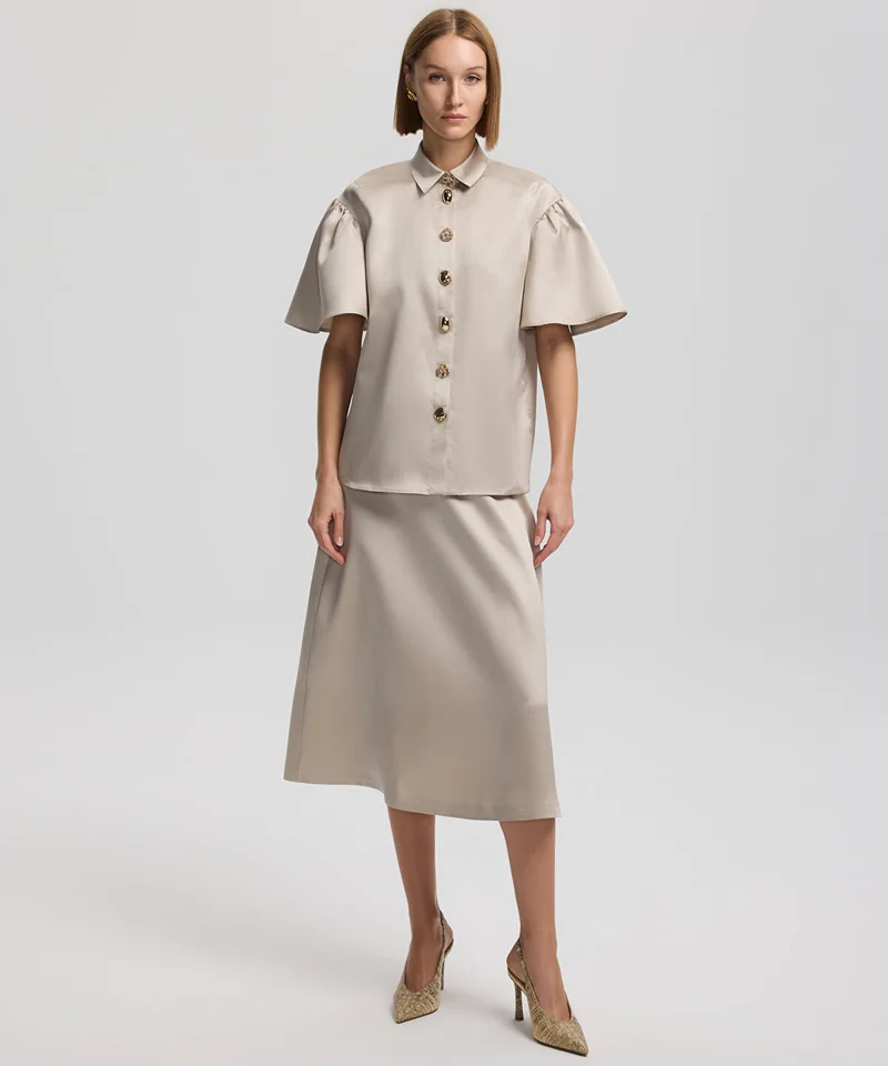 ابيكول Satin Shirt With Golden Buttons