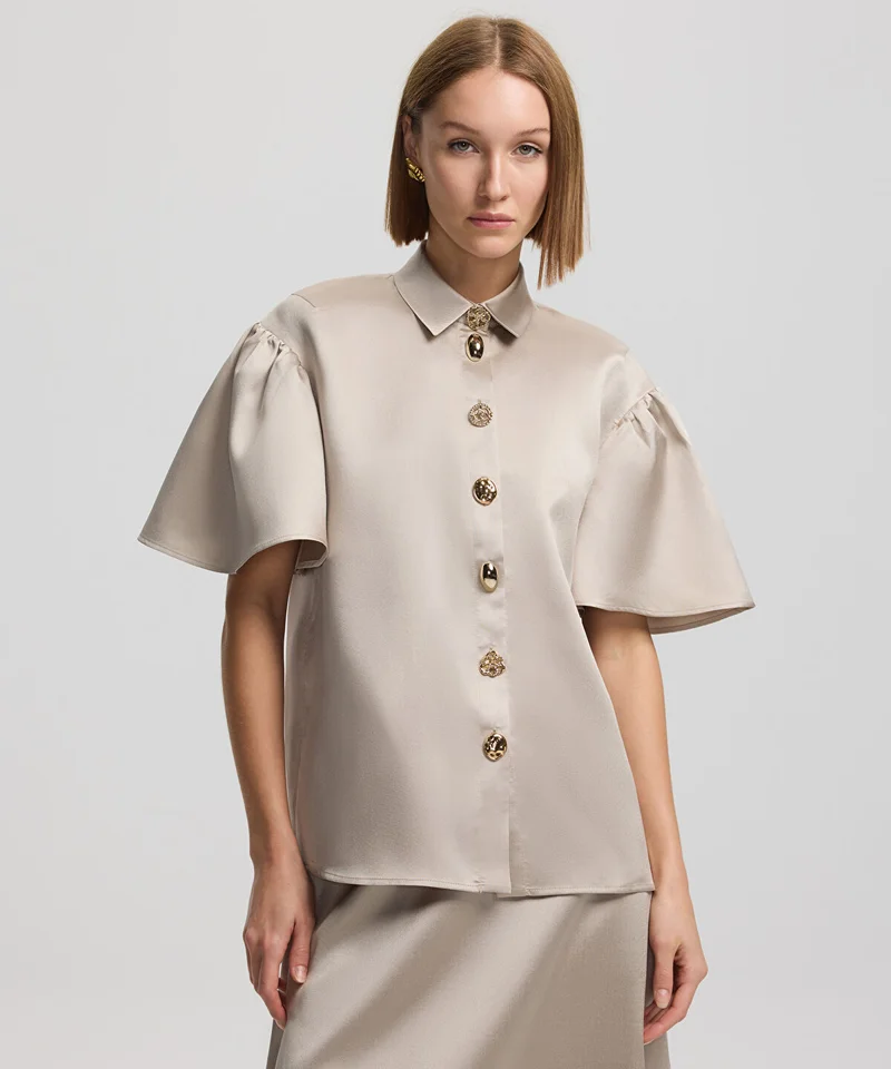 ابيكول Satin Shirt With Golden Buttons