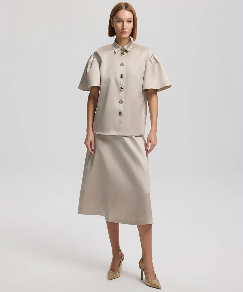 Ipekyol Satin Shirt With Golden Buttons