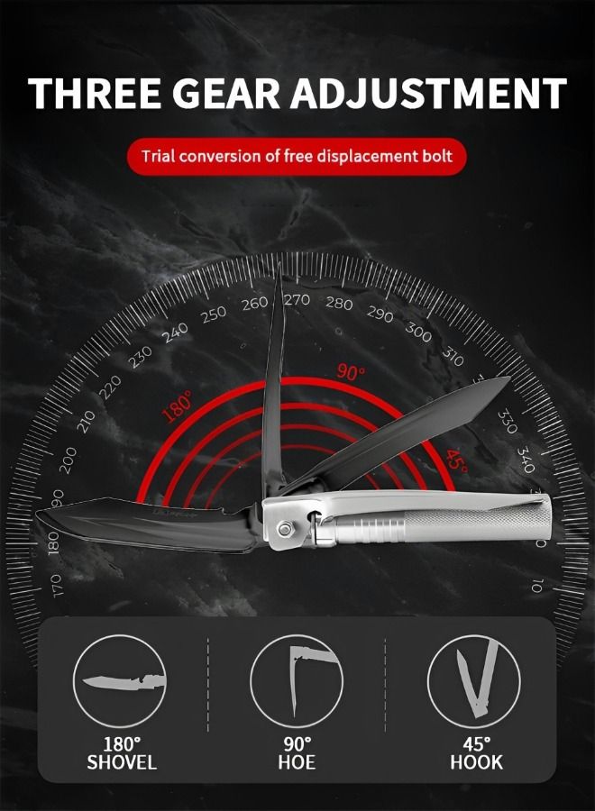 GROIC Outdoor Survival Shovel, Folding All-in-One Camping Shovel, Tactical Multi-tool Compact Lightweight Aluminum Handle w/Carrying Pouch Multi-Use Portable Camping Tool - Image 2