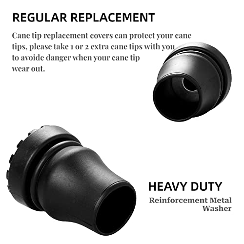 Sliverdew 4Pcs Cane Tips 3/4 Inch Heavy Duty Rubber Cane Tips, Anti Slip TPR Replacement Rubber Tips for Canes, Walking Sticks, Hiking Stick, Seniors Crutches Black - Image 3