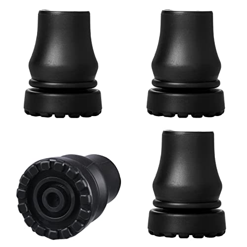 Sliverdew 4Pcs Cane Tips 3/4 Inch Heavy Duty Rubber Cane Tips, Anti Slip TPR Replacement Rubber Tips for Canes, Walking Sticks, Hiking Stick, Seniors Crutches Black - Image 1