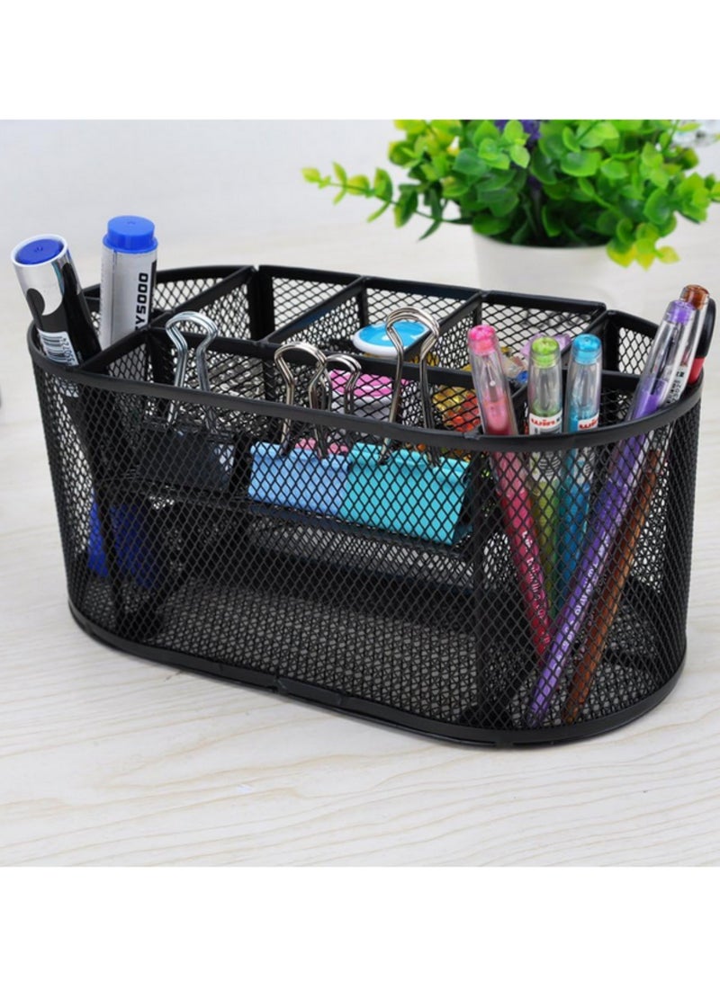 "منظم مكتب كبير السعة - 8 أقسام - حامل معدني للأقلام وبطاقات العمل مع درج قابل للسحب - تصميم صناعي مقاوم للصدأ - مناسب للمكتب والمدرسة ويوفر المساحة" - Image 5