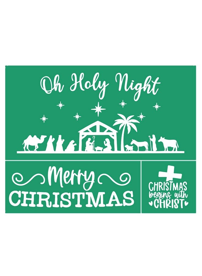 JAJADO Jaajdo Christmas Begin With Christ Silk Screen Stencils Holy Family Mesh Stencils Christmas Stencils Reusable Self Adhesive Stencils Christmas Decorations For Home/Window Decor/Hand Towels  - Image 1