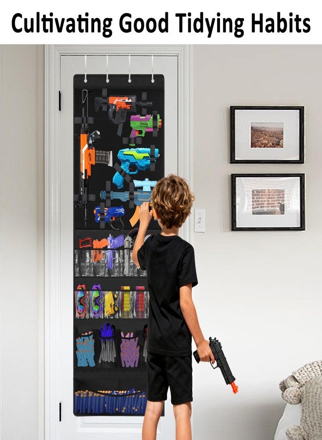 WAKCCIL Over the Door Organizer for Toy Guns, Hanging Storage with Pockets and Adjustable Straps for Foam Blasters, Darts, Goggles & Accessories, Door Mount Organizer for Playrooms and Game Rooms - Image 5