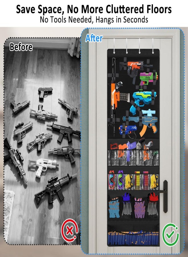 WAKCCIL Over the Door Organizer for Toy Guns, Hanging Storage with Pockets and Adjustable Straps for Foam Blasters, Darts, Goggles & Accessories, Door Mount Organizer for Playrooms and Game Rooms - Image 4