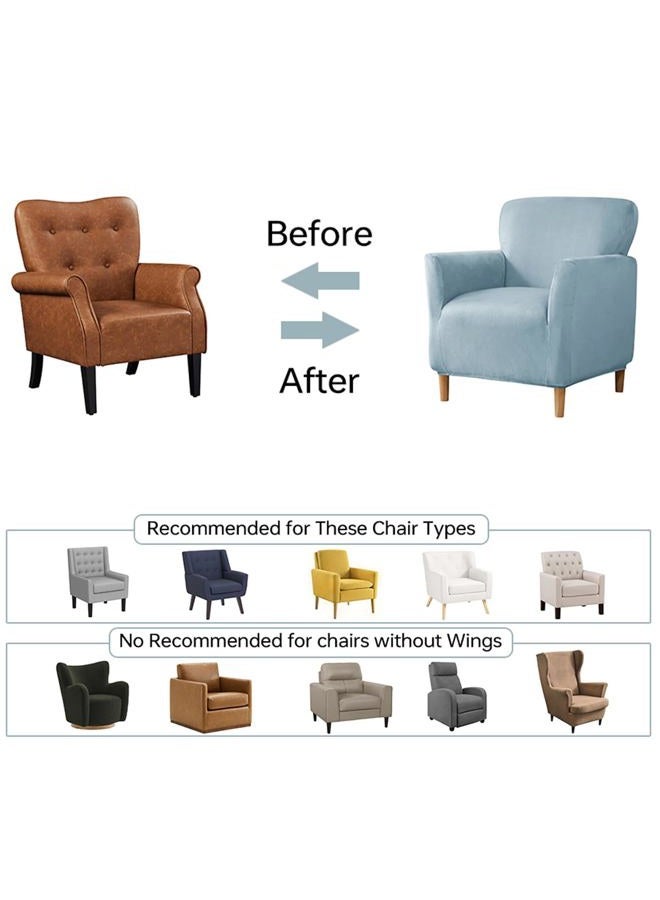 SONNACH Stretch Chair Covers with Arms 1-Piece Banquet Armchair Slipcover Velvet Mid Century Modern Armchair Slipcover Anti-Slip Furniture Protector for Living Room Friendly for Kids Pets (Baby Blue) - Image 4