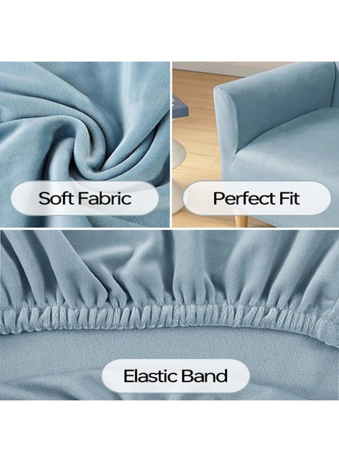 SONNACH Stretch Chair Covers with Arms 1-Piece Banquet Armchair Slipcover Velvet Mid Century Modern Armchair Slipcover Anti-Slip Furniture Protector for Living Room Friendly for Kids Pets (Baby Blue) - Image 5
