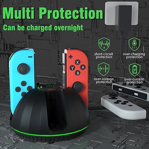 PURBHE Switch Controller Charging Dock for Nintendo OLED Joycon, Charger Station with Switch 1 JoyCon, 4 in 1 Joycon Charging Dock for Joy Con with LED Indication and USB Type-C Charger Cable - Image 3