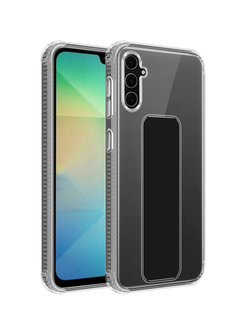 Techie Clear Shockproof Airbag Magnetic Secure Hand Grip Cover Case with Foldable Kickstand for Samsung Galaxy A26 5G – Black - Image 1