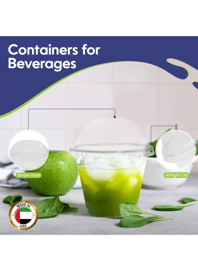 إس إن إتش باكينج SNH Packing – عبوة تحتوي على 50 كوب بلاستيكي شفاف سعة 8 أونص مع أغطية قبة بفتحة للقشّة | أكواب PET تستخدم مرة واحدة مع أغطية للمشروبات الباردة، الفواكه، الحلويات، البارفيه، القهوة المثلجة، السموذي، الطلبات الخارجية والمناسبات - Image 3