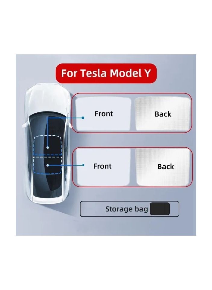 Generic 2-Pieces/Set Ice Cloth for Tesla Model Y Front and Rear Sunroof Windshield,Upgrade Skylight Blind Shading,Glass Roof Sunshade for Tesla Model Y  - Image 1