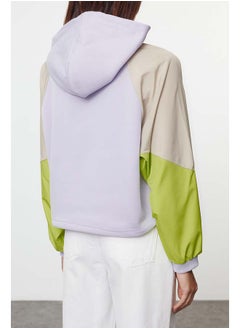 trendyol Multicolored Color Blocked Oversize/Wide Collar Thick Inside Fleece Knitted Sweatshirt TWOAW25SW00159  - Image 4