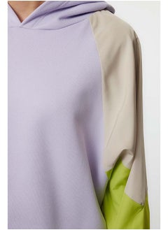 trendyol Multicolored Color Blocked Oversize/Wide Collar Thick Inside Fleece Knitted Sweatshirt TWOAW25SW00159  - Image 3