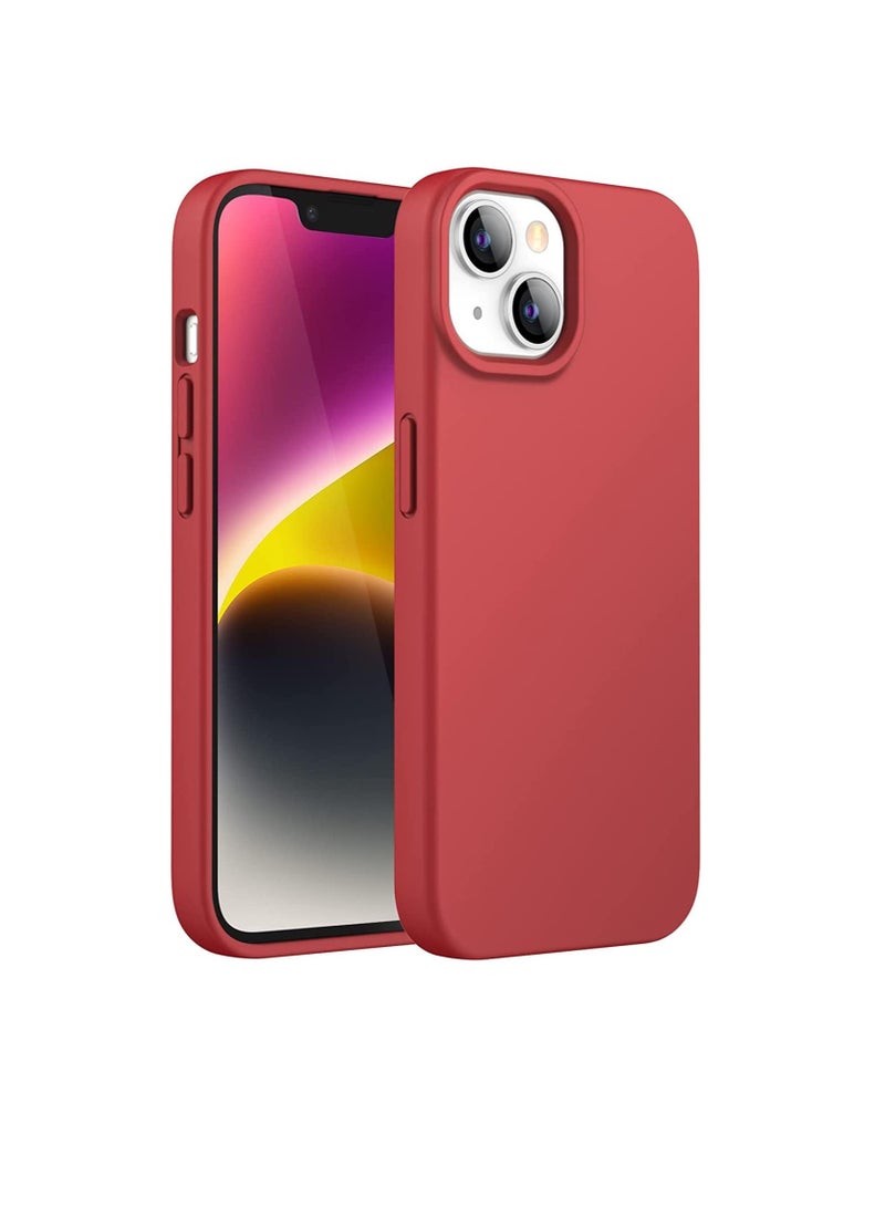 LEDIN IPhone 14 Plus Silicone Case Soft Slim Cover Gel Rubber with Microfiber Cloth Lining Cushion Shockproof Full Body Protective Case for IPhone 14 Plus 6.7" (Red) - Image 1