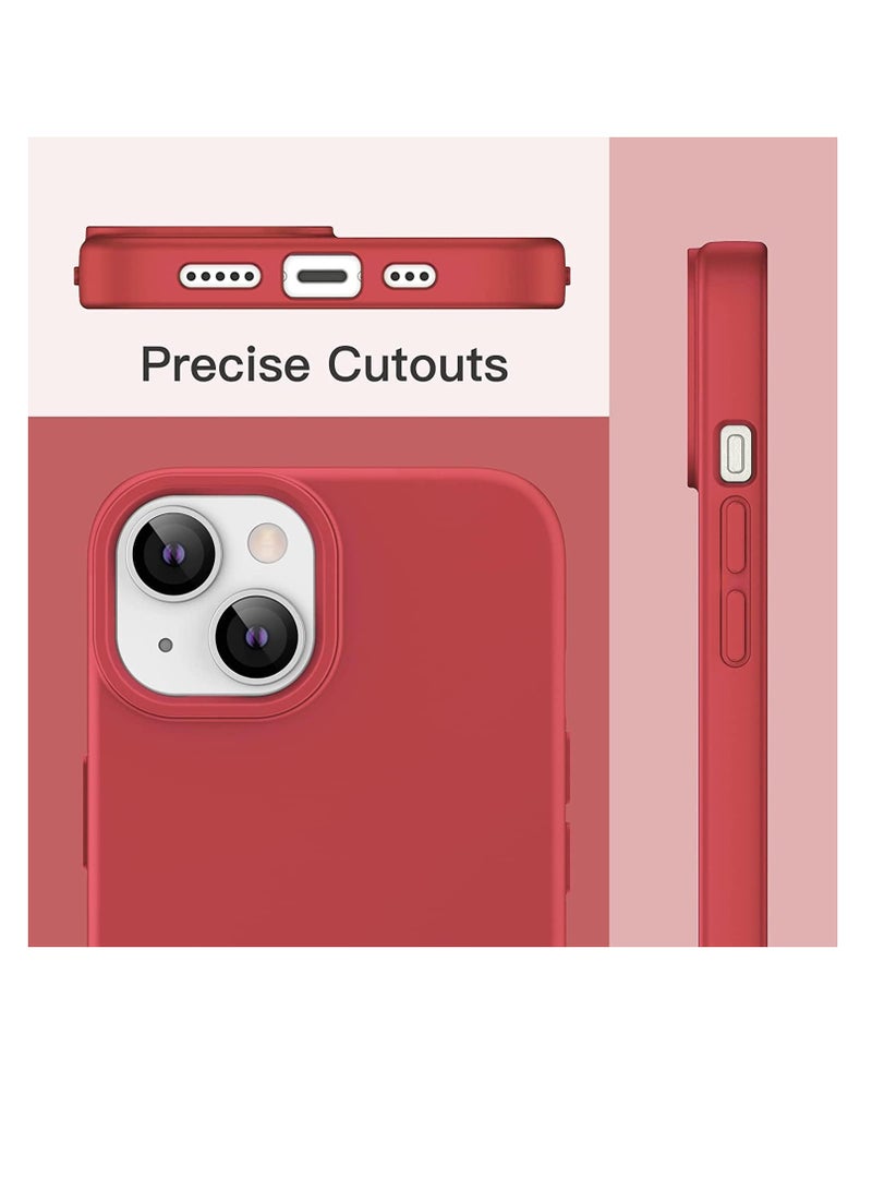 LEDIN IPhone 14 Plus Silicone Case Soft Slim Cover Gel Rubber with Microfiber Cloth Lining Cushion Shockproof Full Body Protective Case for IPhone 14 Plus 6.7" (Red) - Image 4