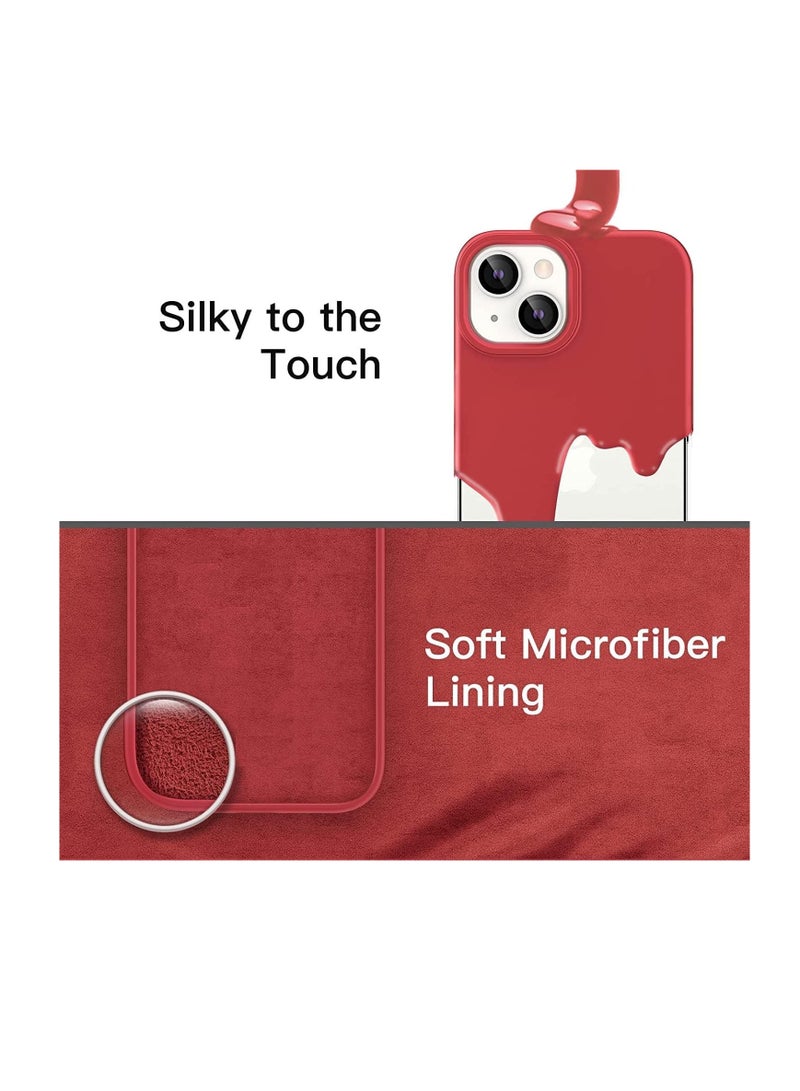 LEDIN IPhone 14 Plus Silicone Case Soft Slim Cover Gel Rubber with Microfiber Cloth Lining Cushion Shockproof Full Body Protective Case for IPhone 14 Plus 6.7" (Red) - Image 3