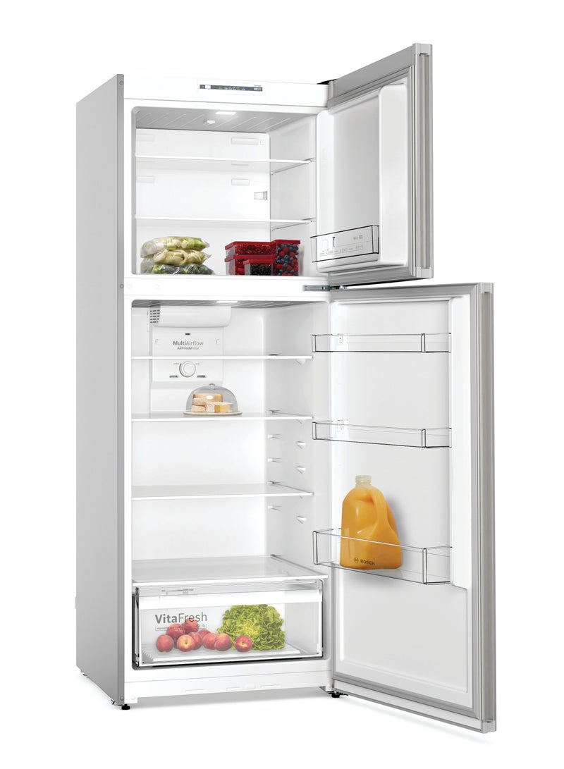 بوش ثلاجة بفريزر علوي سعة 485 لتر إجمالي و 453 لتر صافي، تقنية NoFrost، VitaFresh، تجميد فائق – KDN55NLE0M من الفولاذ المقاوم للصدأ - Image 2