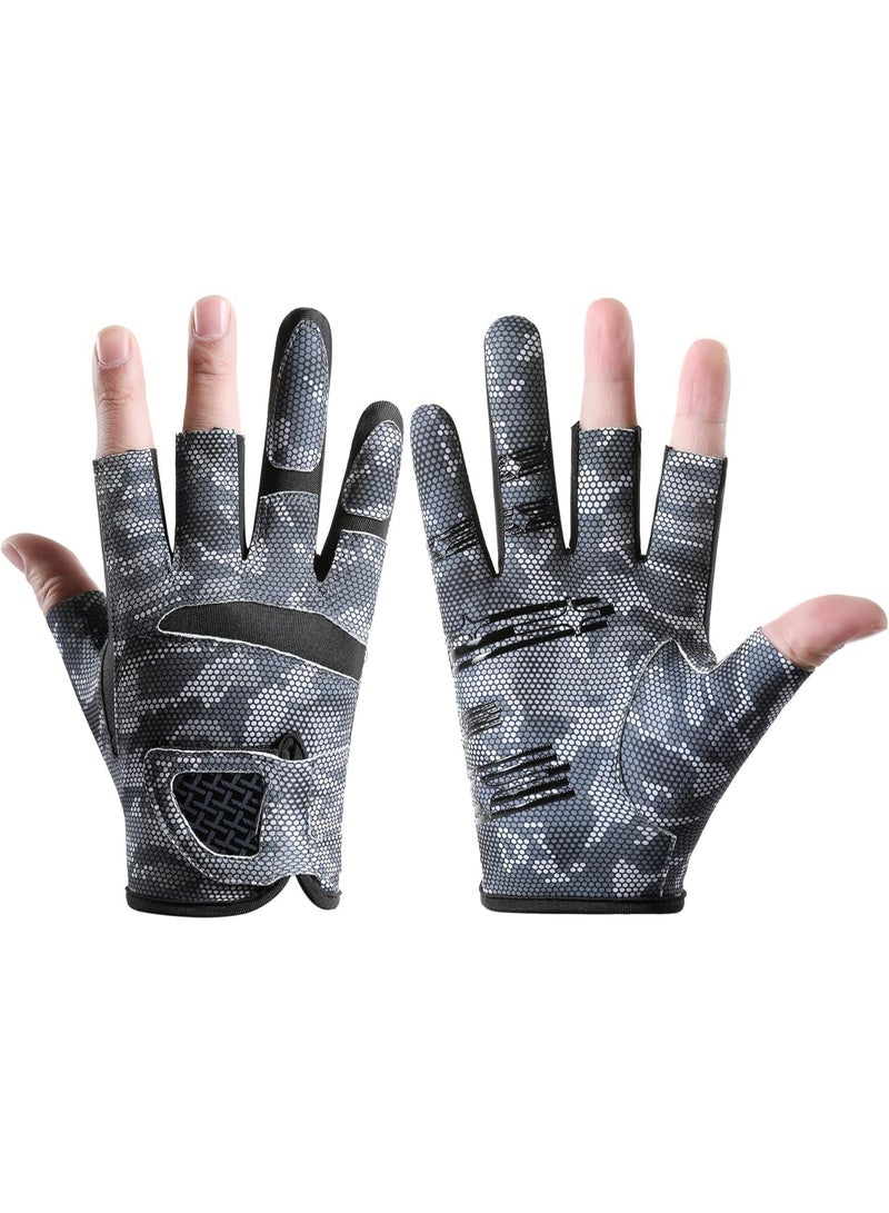 سيوسي Fishing Gloves Men & Women, Anti-Slip & Breathable Laxuery Palm Kayak Gloves, Fingerless Driving Glove, 3-Cut Fingers UV Protection mitten, Ice Fishing, Fly Fishing Sun Protection Accessories - Image 1