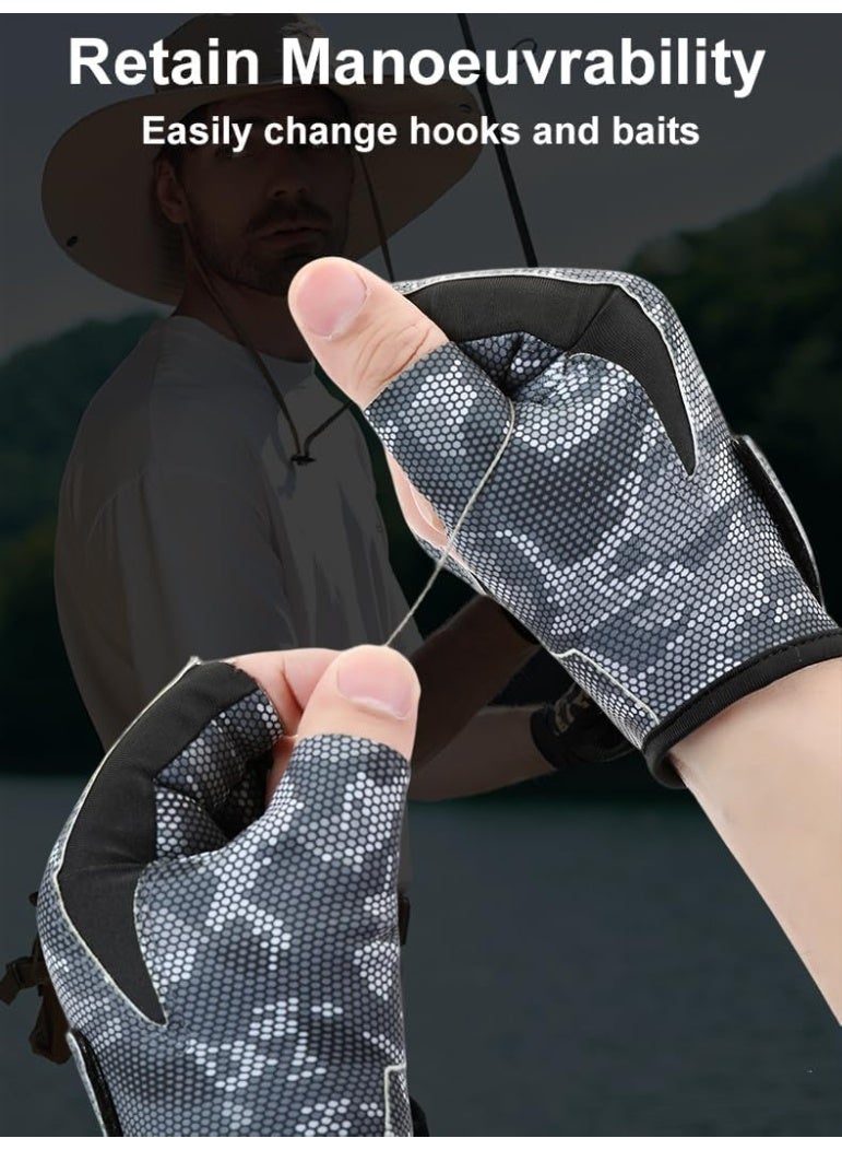 سيوسي Fishing Gloves Men & Women, Anti-Slip & Breathable Laxuery Palm Kayak Gloves, Fingerless Driving Glove, 3-Cut Fingers UV Protection mitten, Ice Fishing, Fly Fishing Sun Protection Accessories - Image 4