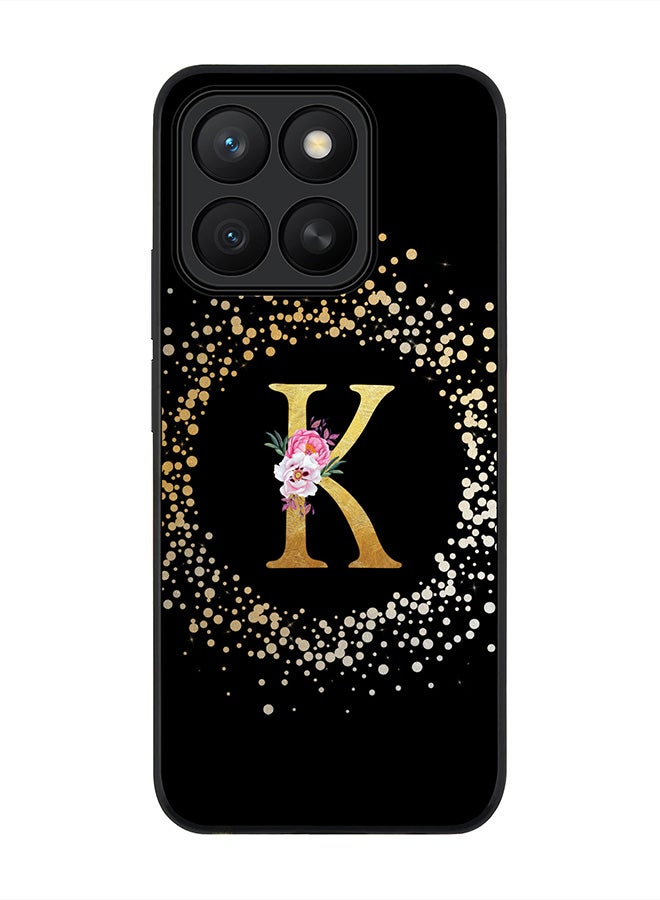 Stylizedd For Honor X8c Case,Slim fit Camera Protection, Shockproof Thin Phone cover  - Custom Monogram Floral - K ( Black )
