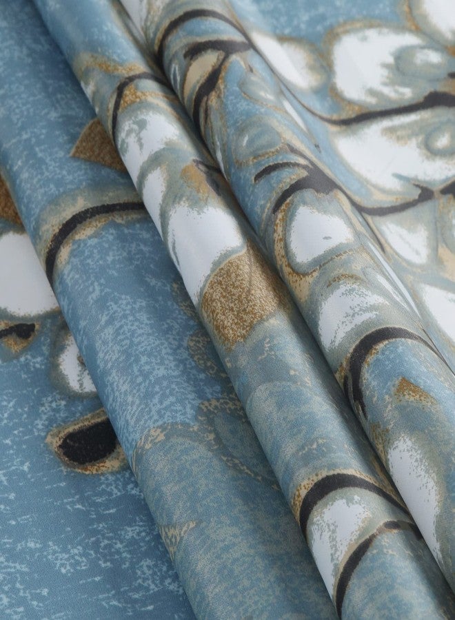 MVSUTA Hanakotoba White Magnolia Flower Polyester Waterproof Fabric Blue Plants Graphic Floral Printed Farmhouse Shower Curtain for Bathroom,72" W x 72" L - Image 3