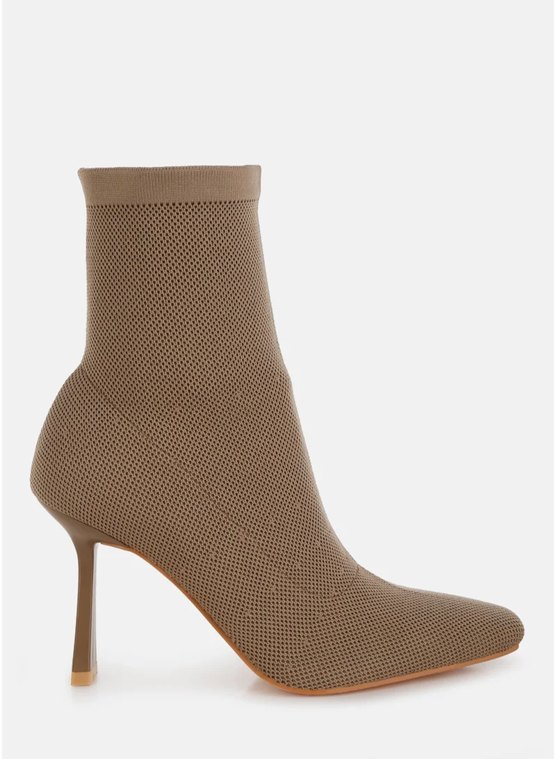 London Rag Women's Knitted Sock Boots in Taupe