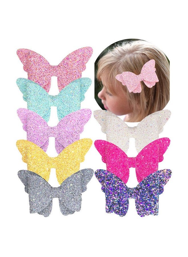 Yazon Baby Girls Glitter Bows Clips Sparkly Butterfly Bows Hair Clips for Toddler Kids Teens 8pcs - Image 5